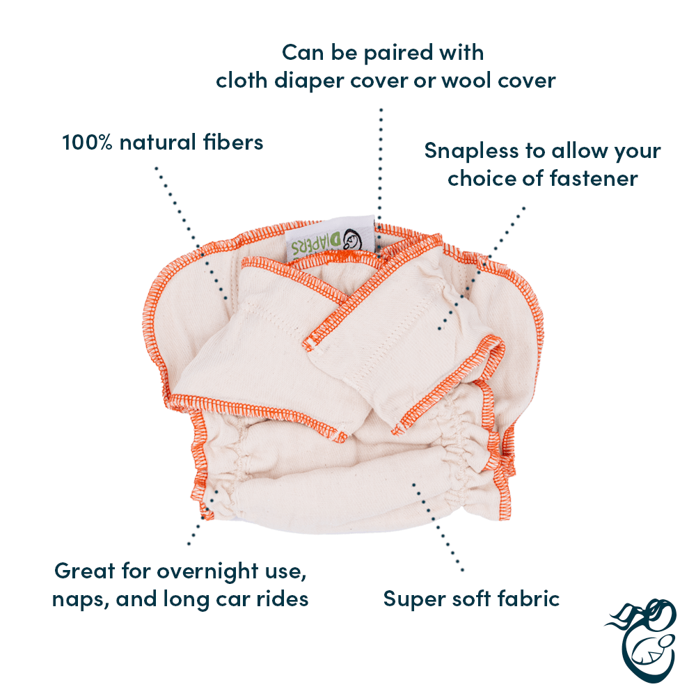 Nicki's Diapers Snapless Organic Cotton Fitted Cloth Diaper