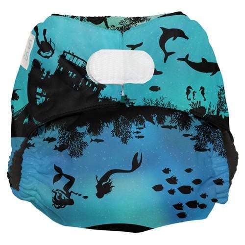 Nicki's Diapers Ultimate Hook & Loop All-In-One Diaper Underwater World / One Size